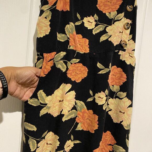 Y2K Xhilaration VNTG Dress Size S Black Floral Spaghetti Strap Fairy Grunge Sz S - Picture 5 of 9